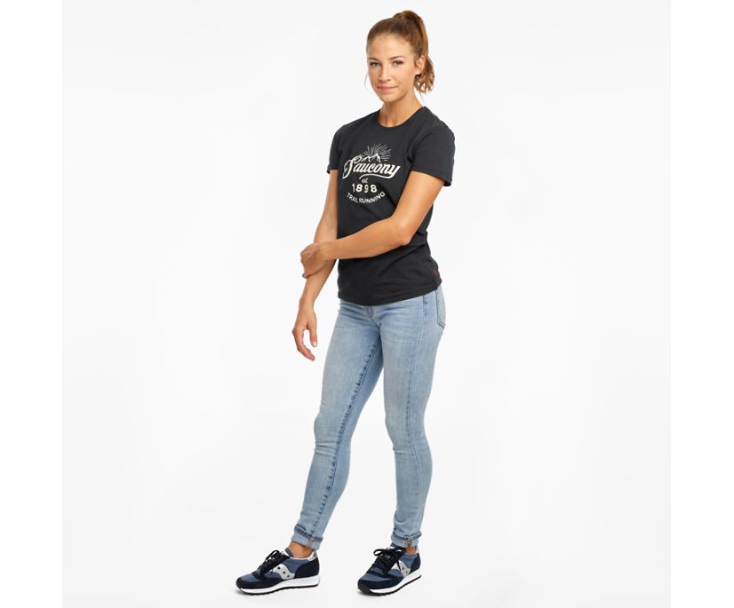 Women's Saucony Rested Short Sleeve Shirts Black | Singapore 292YXFU